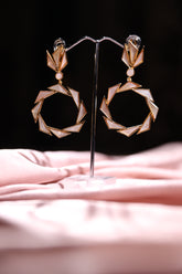 Mother of Pearl luxury glam hoop earrings in gold tone