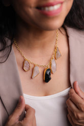 Natural raw gemstone statement modern neckpiece