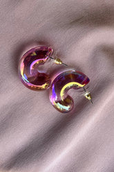 Bold Rainbow macaroni earrings(pink)