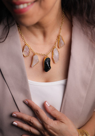 Natural raw gemstone statement modern neckpiece