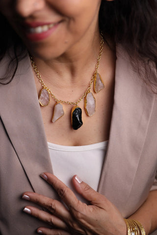 Natural raw gemstone statement modern neckpiece