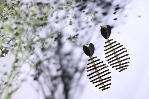 Gold plated wind chime dangle earrings