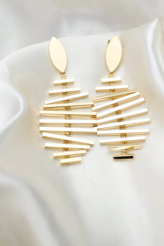 Gold plated wind chime dangle earrings