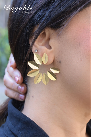 Gold Leaf Petal Statement Earrings