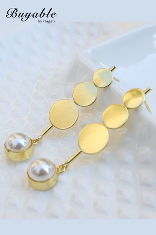 Geometric Pearl Drop Earrings