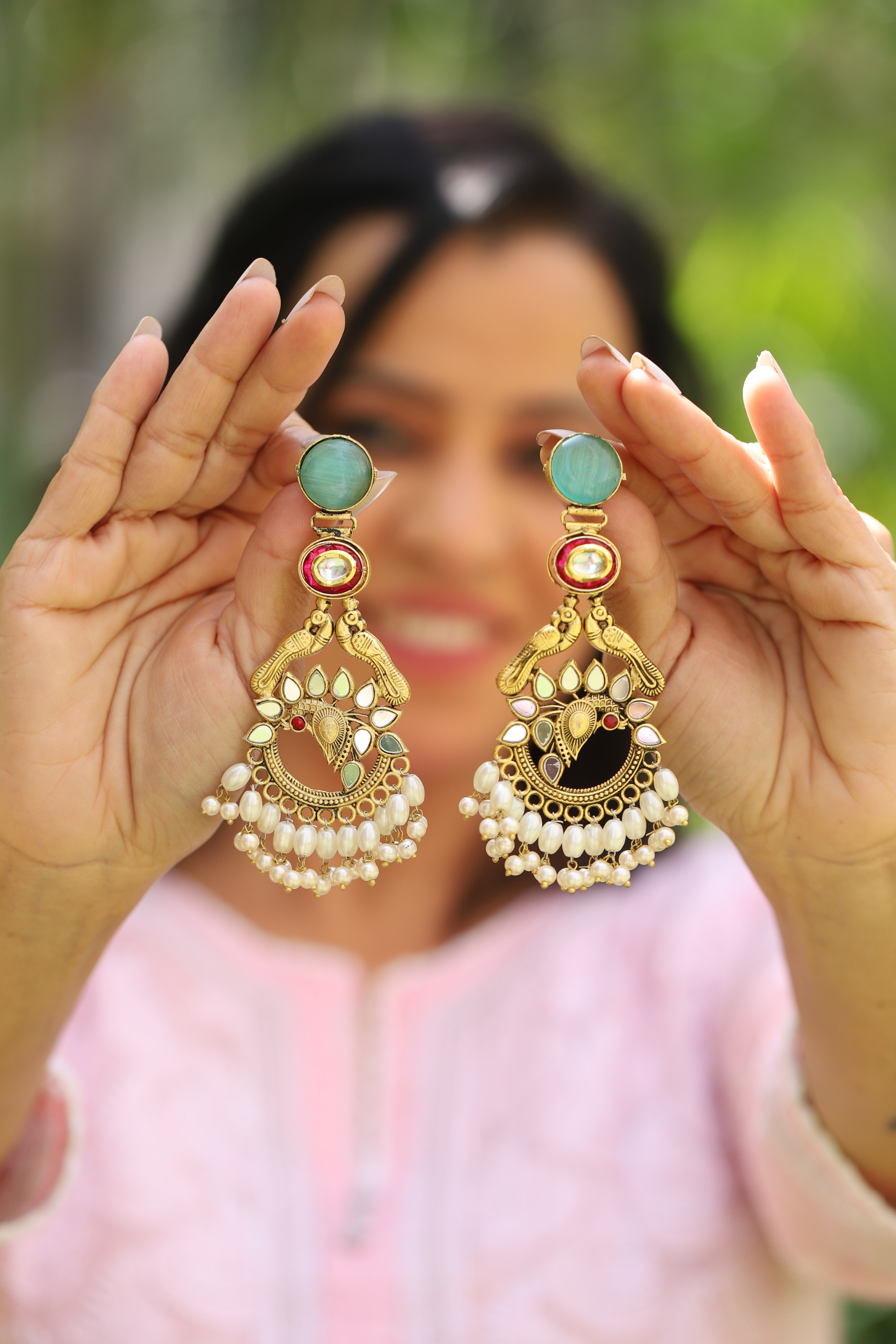 Royal Peacock Kundan Dangle Earrings