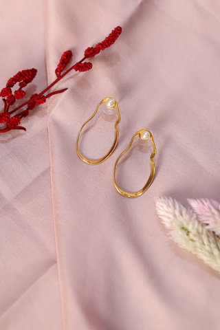 Minimalist Pearl Loop Earrings