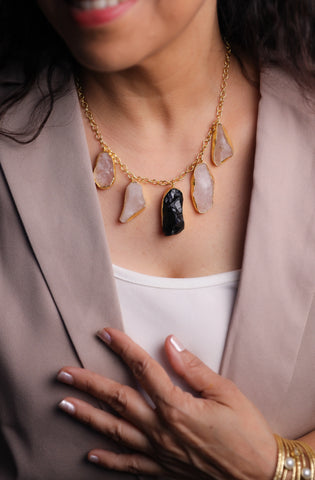 Natural raw gemstone statement modern neckpiece