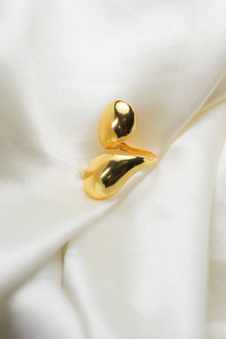 Gold plated brass snake wrap cuff luxury ring