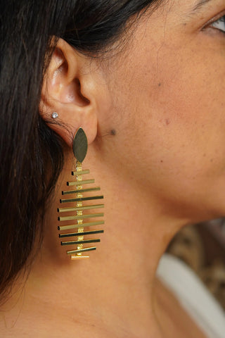 Gold plated wind chime dangle earrings