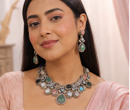 Pastel Doublet Statement Necklace Set